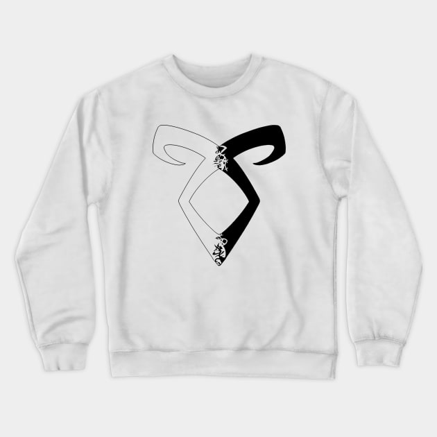 Shadowhunters rune / The Mortal Instruments - Angelic power rune half solid half silhouette (black) - Clary, Alec, Izzy, Jace, Magnus - Malec - Parabatai Crewneck Sweatshirt by Vane22april